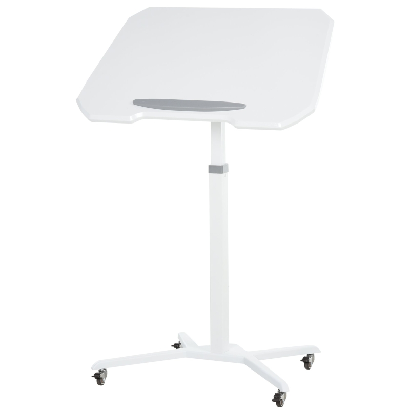 Vinsetto Foldable Computer Desk on Rolling Wheels Height Adjustable Tilt 90° White