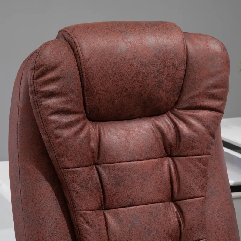 Vinsetto 6 Point Vibration Massage Office Chair with Heat, High Back Executive Office Chair with Padded Armrests, Microfiber Reclining Computer Chair, Red