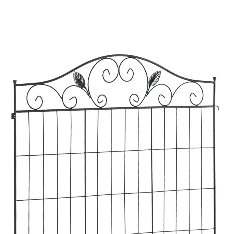 Outsunny Decorative Garden Fencing, 4 Panel Steel Wire Frame Outdoor Barrier, Enhances Backyard Privacy