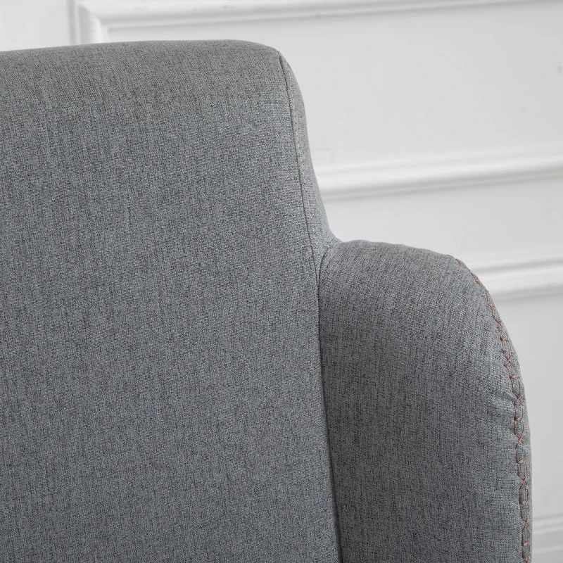HOMCOM Modern Rocking Chair with Removable Lumbar Pillow Fabric Sofa Armchair with Thick Padding, Metal Frame, Wood Base for Living Room, Light Gray