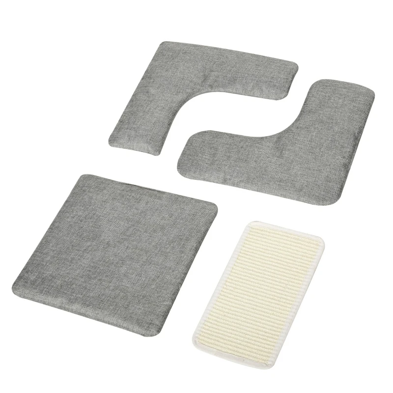 PawHut Wooden Cat Condo 3 Story Barrel Tower w/ Perch Removable Cover Cushions Sisal Scratching Carpet, Grey