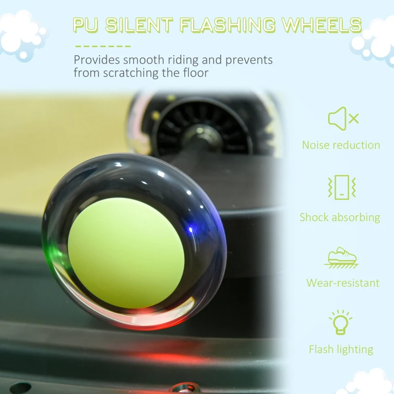 Qaba Kids Wiggle Car Ride on Toy with LED Flashing Wheels, Swing Car for Toddlers, No Batteries, Gears or Pedals - Twist, Turn, Wiggle Movement to Steer, Dolphin Shaped Green