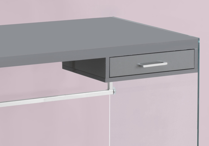 Monarch 48" Contemporary Glass Legged Writing Computer Desk with Drawer - Glossy Grey