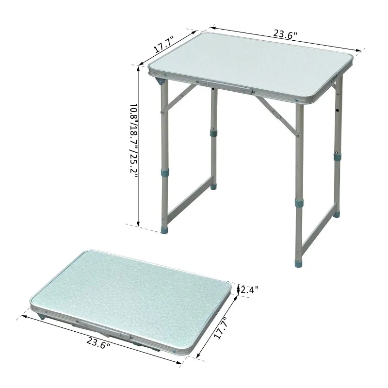 Open Box Outsunny 23" Aluminum Lightweight Portable Folding Easy Clean Camping Table with Carrying Handle