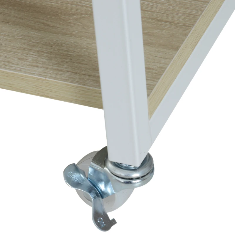 HOMCOM Rolling Garment Rack 2 Shelves Hanging Rods Oak