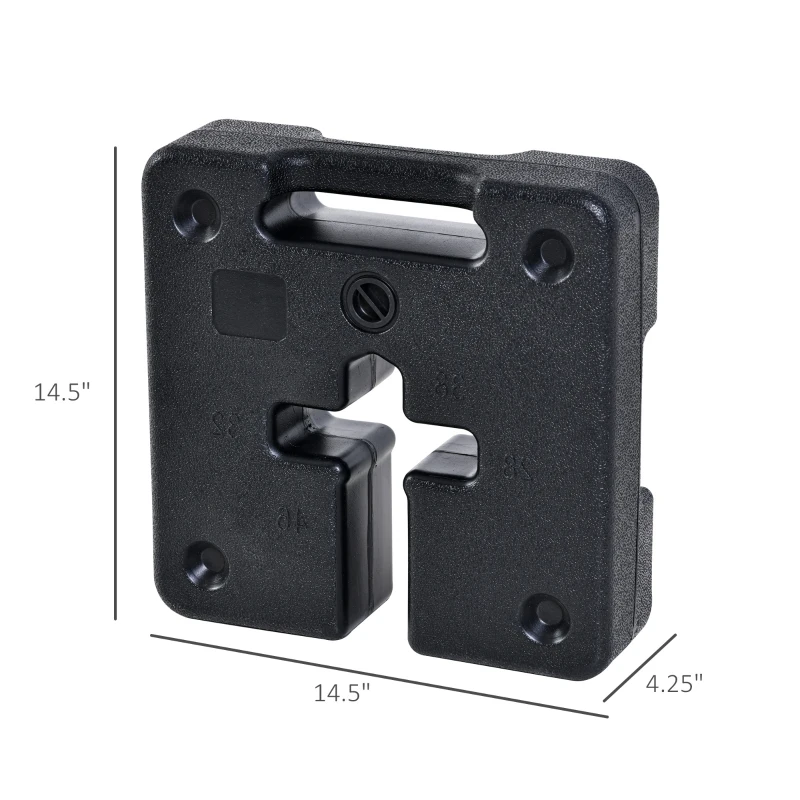 Outsunny 4-Piece HDPE Canopy Tent Weights with a Slotted No-Pinch Design, Side Carry Handles, & Sand/Water Fill