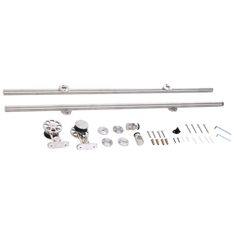 HOMCOM 6' Sliding Barn Door Hardware Kit Stainless Steel Roller or 39" Door Panel
