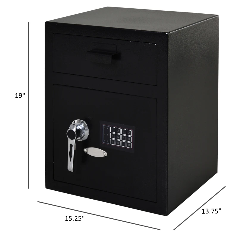 HOMCOM Digital Steel Locking Security Safe Box with Customizable Code Keypad, 2 Backup Emergency Keys, & Practical Design