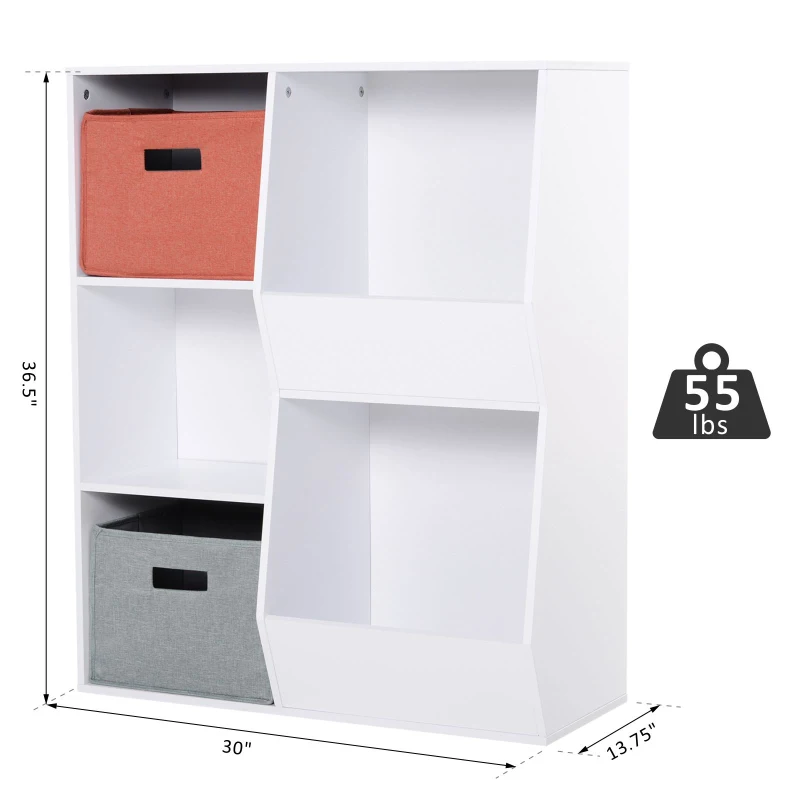HOMCOM 3 Wooden Shelf Storage Organizer Children and Students