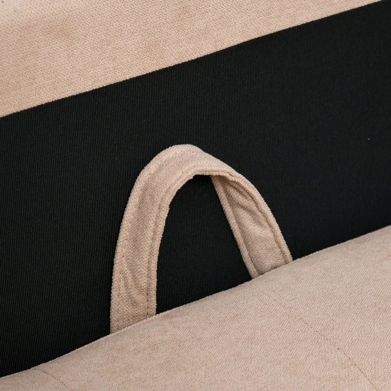 HOMCOM Modern 2-Seater Loveseat Button-Tufted Fabric Couch with Storage Chest, Cushions and Rubberwood Legs for Living Room, Light Brown