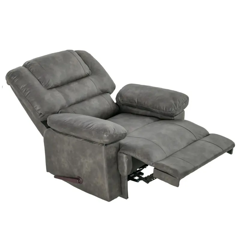 HOMCOM Manual Recliner Chair Overstuffed Single Sofa with Wide Cushioned Seat, Flip-Up Storage Armrests, 2 Cup Holders and Oversized Headrest, Grey
