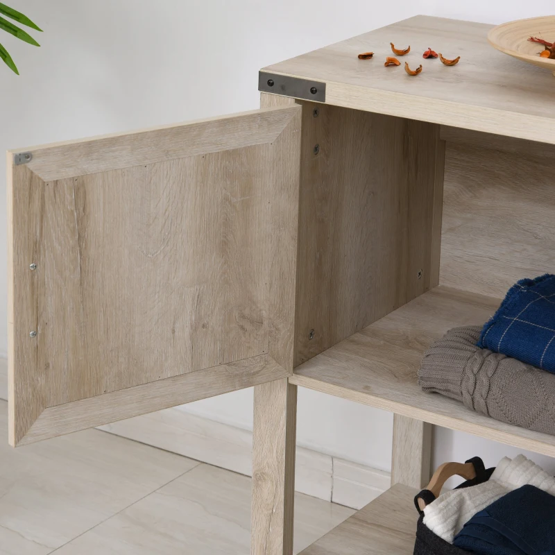 HOMCOM Elegant 2-Door Wooden Storage Hutch Cabinet with Bottom Shelf, Versatile Oak Finish, Ideal for Kitchen & Dining Room