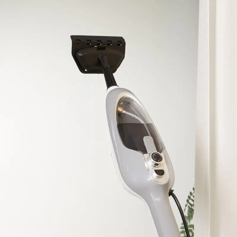 HOMCOM Steam Mop Cleaner for Laminate, Hardwood, Tiles and Carpet, 10–In-1 Multi-Purpose Floor Steamer for Kitchen, White/Grey