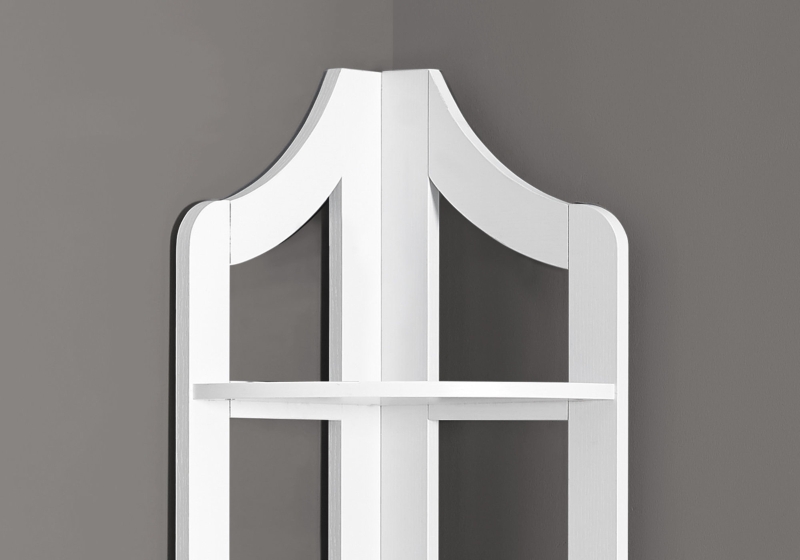 Monarch 72" Wood Grain-Look 5-Tier Corner Accent Display Bookcase - White Finish