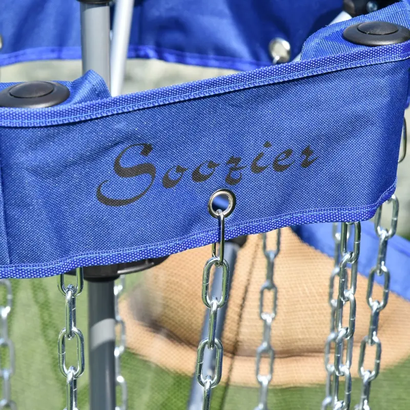 Soozier Portable Disc Golf Basket Target with 12-Chain, Easy Carry Bag, Dark Blue