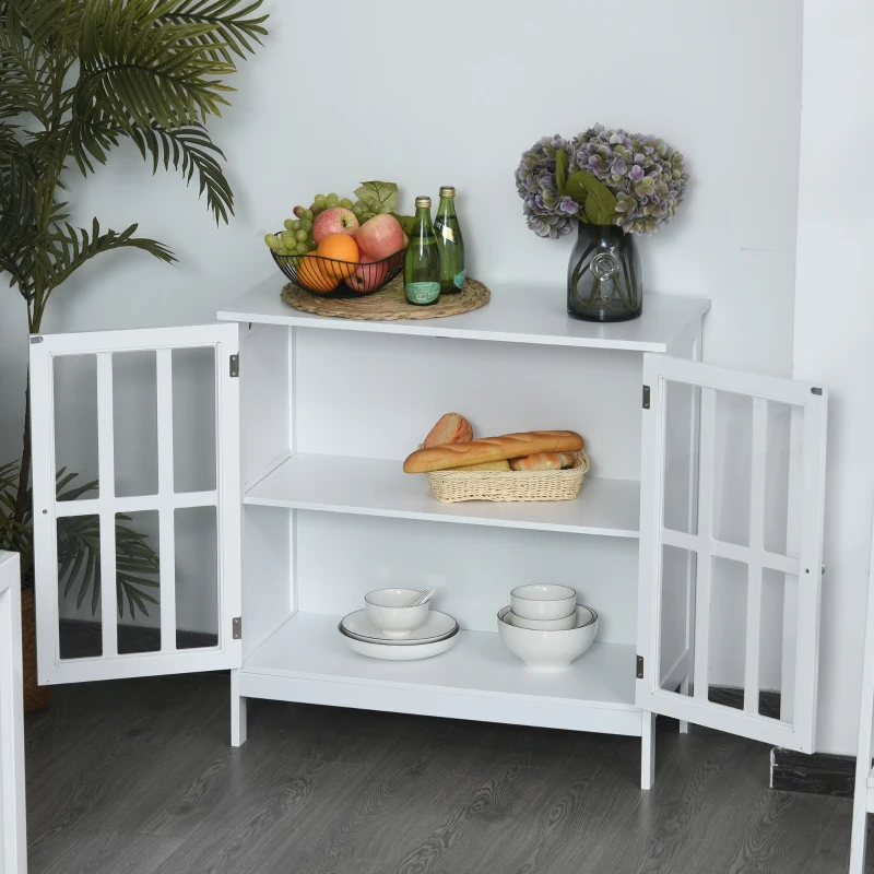 kleankin Contemporary Storage Cabinet, Cupboard Buffet Credenza with 2 Doors for Multifunction in Kitchen, Hallway, Living Room, White