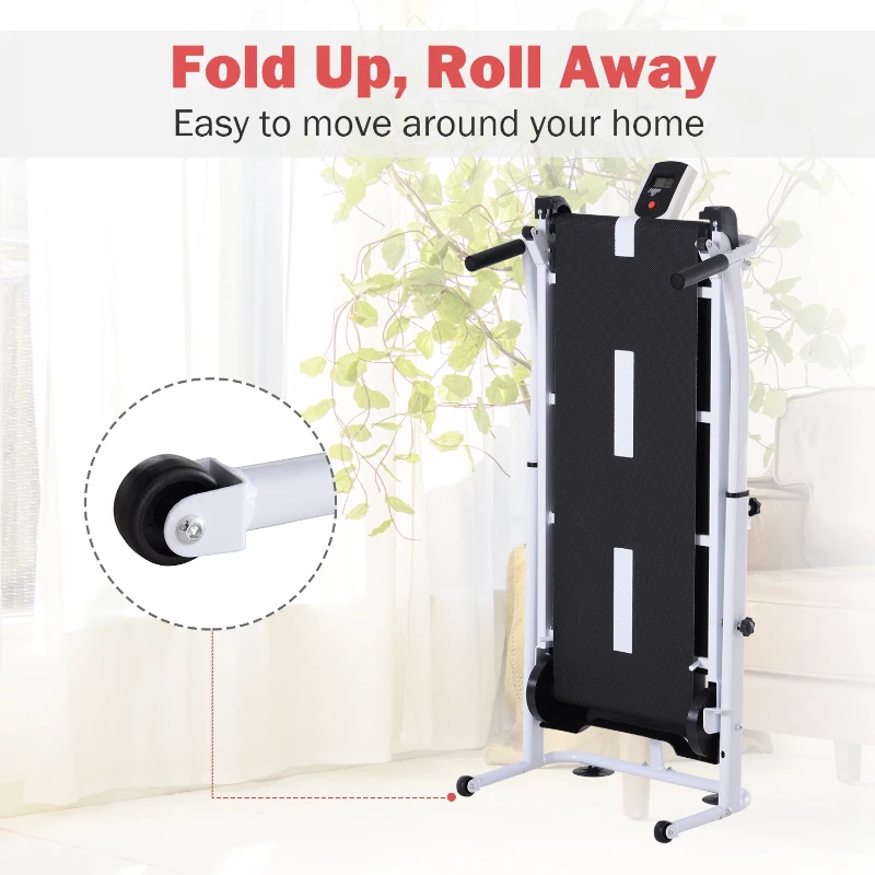 Soozier Manual Walking Treadmill Sit Up Station Incline Cardio Machine Portable Folding