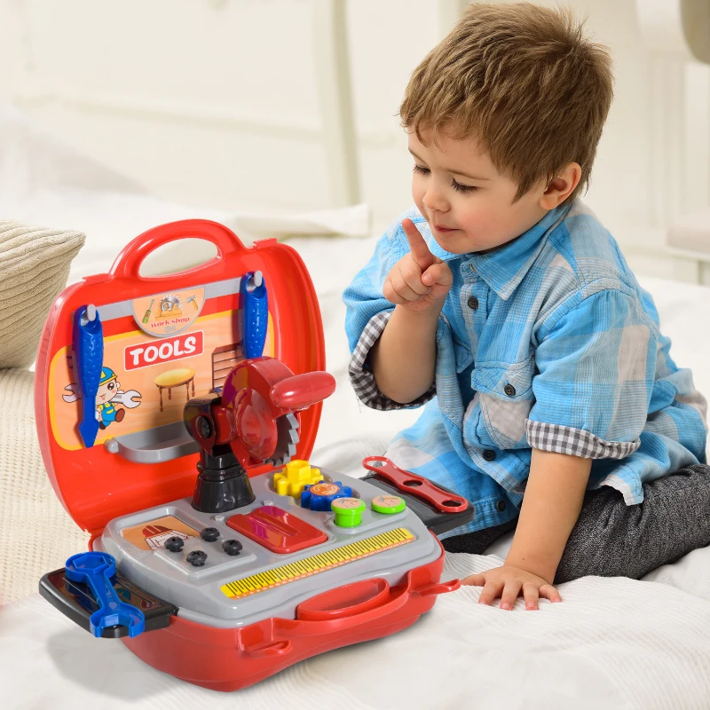 Qaba 16pc Kid's Tool Set Pretend Role Play Toddlers Educational Toy Handy Storage Case Gift Set