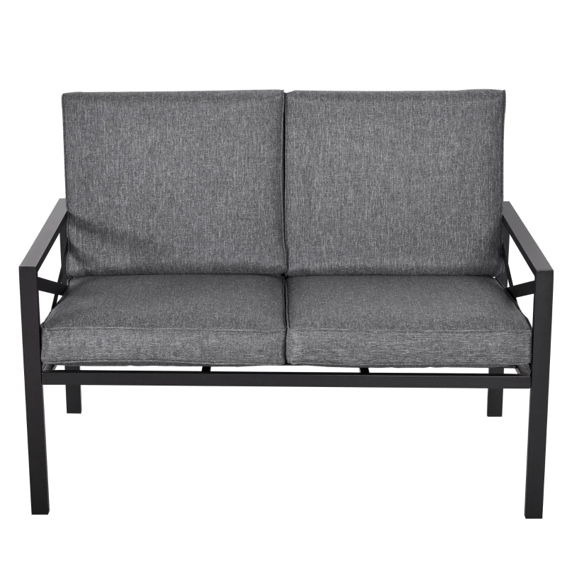 Outsunny 4-Piece Patio Furniture Set Garden Conversation Set with Soft Washable Cushions & Strong Steel Frame, Grey