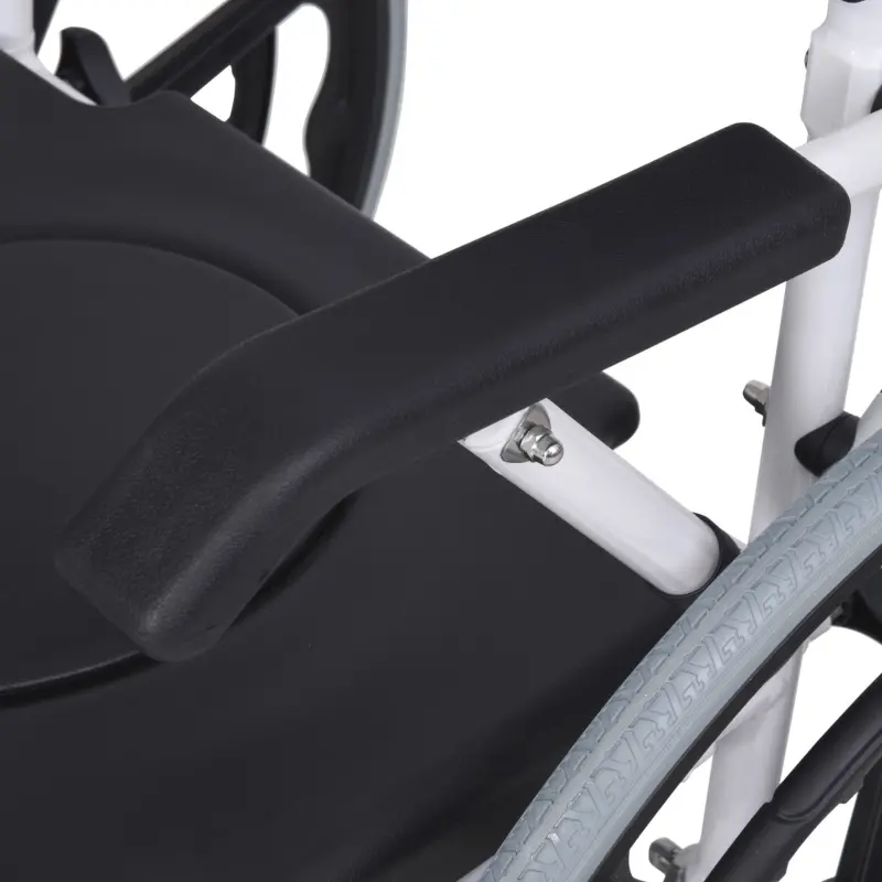 HOMCOM Rolling Shower Wheelchair Bath Toilet Commode Bariatric with Wheels, Detachable Bucket & Shower-Proof Design, 17" Seat Width, Black