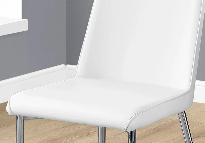 Monarch 2 Piece PU Leather Chrome Legged Modern Dining Chair Set - White