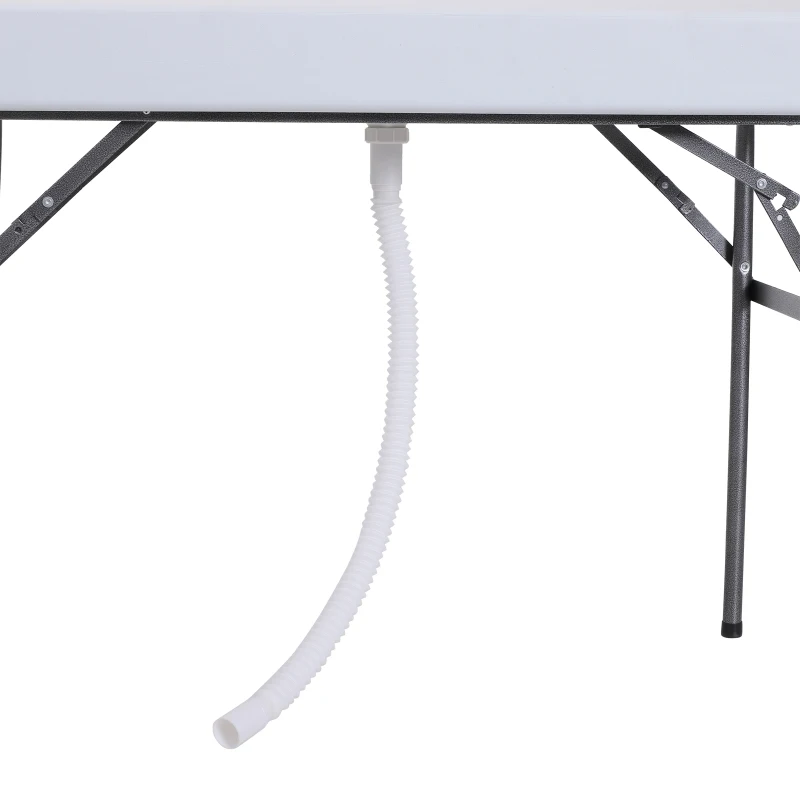 Outsunny 48" Folding Table with Sink Fish Fillet Camping Picnic Outdoor Gardening Table