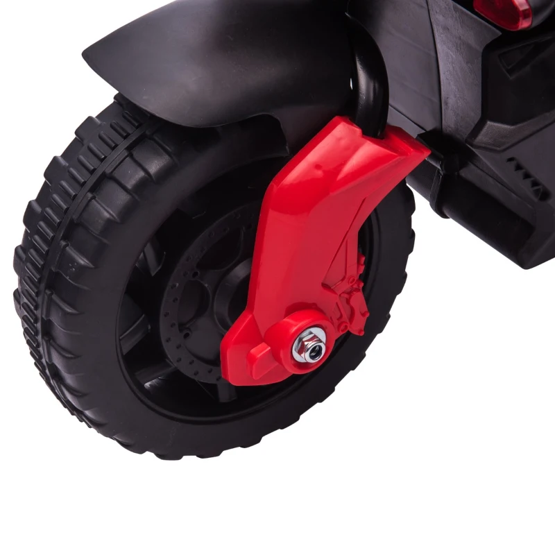 Aosom 6V Kids Motorcycle Dirt Bike Electric Battery-Powered Ride-On Toy Off-road Street Bike for Children with Rechargeable Battery, Pedal, Horn, Headlights, and Training Wheels for Balance Red