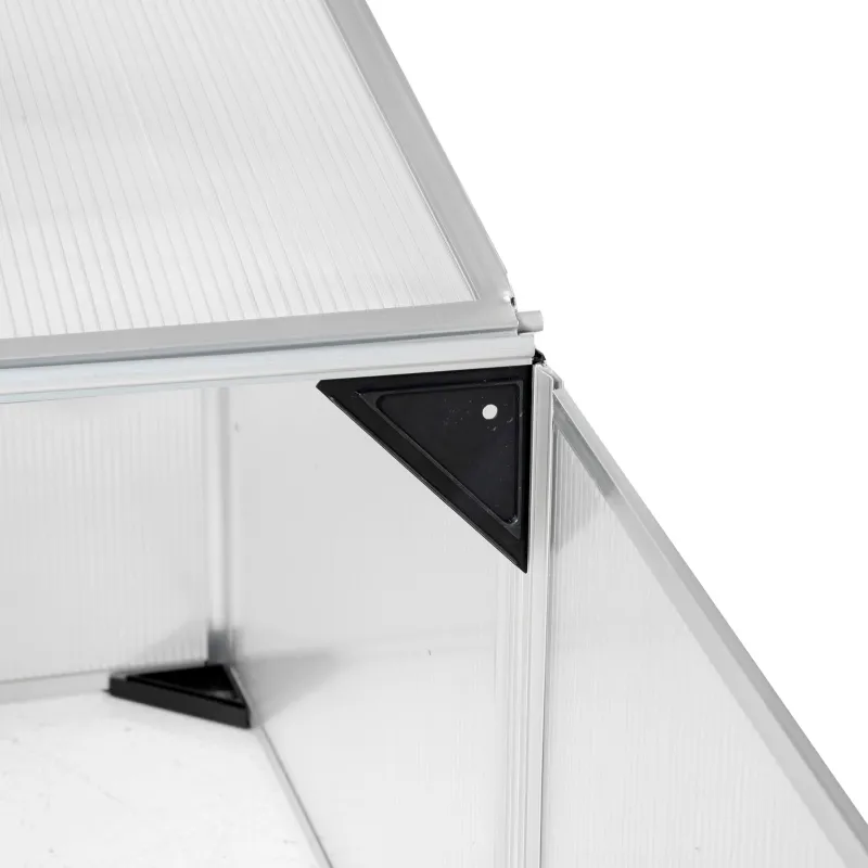 Outsunny Aluminium Cold Frame Greenhouse Kit Raised Planter Box with Opening Top, Silver