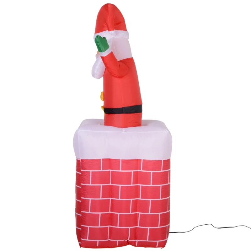 HomCom 6' Tall Outdoor Animated Inflatable Christmas Lawn Decoration - Santa in a Chimney