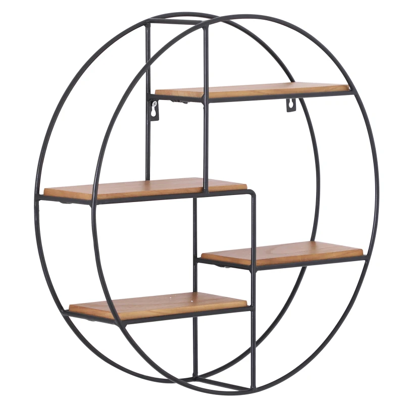 HOMCOM Round Wall-Mounted Shelves Wall Hanging Room Decoration Frame Partition Iron Display Storage