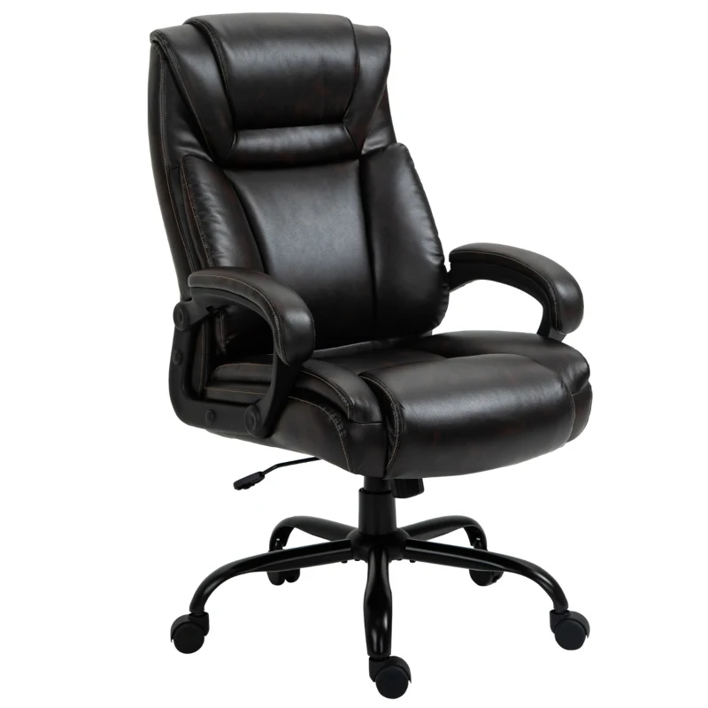 Vinsetto Big and Tall 400lbs Executive Office Chair with Wide Seat, Computer Desk Chair with High Back PU Leather Ergonomic Upholstery, Adjustable Height and Swivel Wheels, Brown