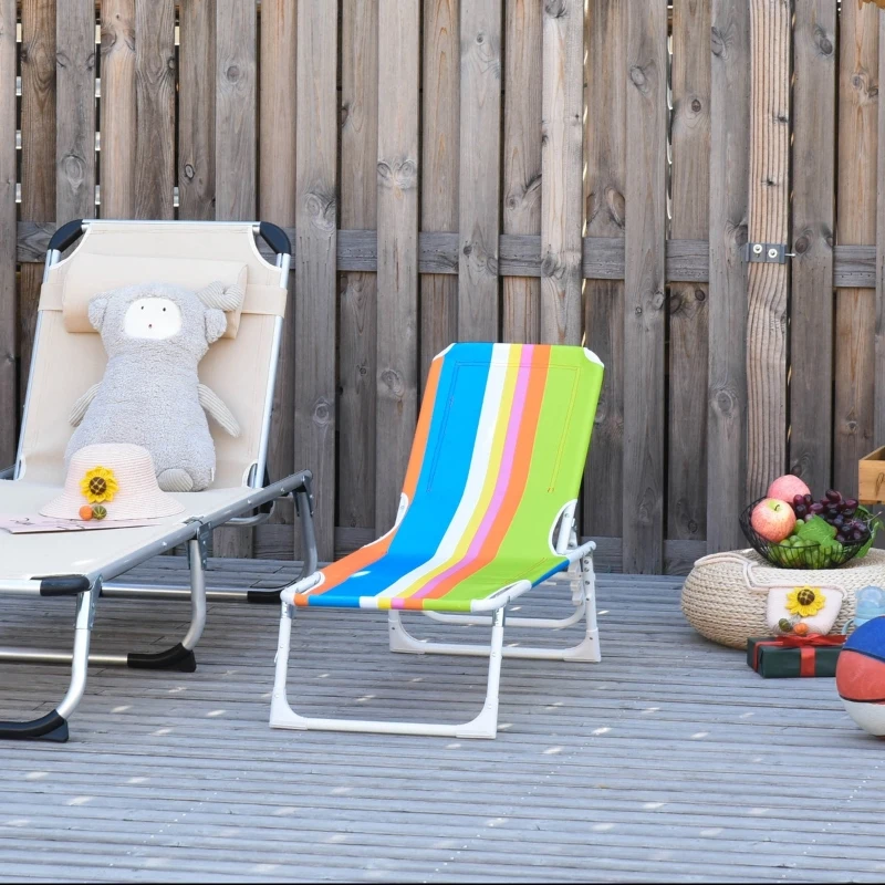 Outsunny Lightweight Chaise Lounge Chair for Kids with Foldable Function and No Assembly Required, Multi-Color