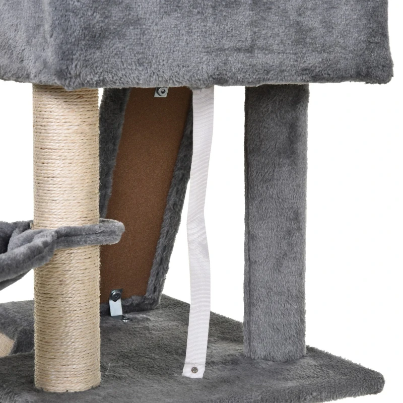 PawHut Cat Tree Tower with Sisal-Covered Scratching Posts and Ladders for Climbing and Playing