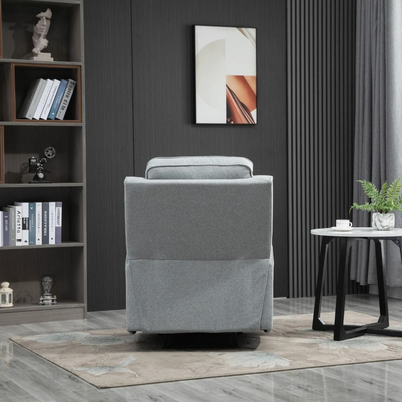 HOMCOM Electric Power Recliner, Wall Hugger Armchair with USB Charging Station, Sofa Recliner with Linen Upholstered Seat and Retractable Footrest, Blue