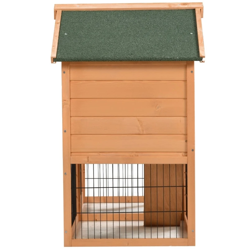 PawHut 53" Wooden Rabbit Hutch Bunny House Poultry Cage With Outdoor Run, Removable Tray, Ramp and Weatherproof Roof