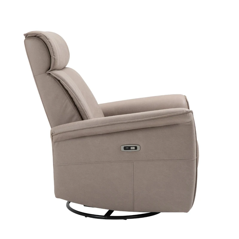 HOMCOM Modern Electronic Power Recliner with 360 Swivel Rotation, USB Charging Port and Footrest, Brown