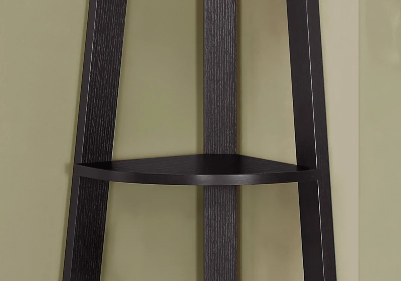 Monarch 72" Contemporary 5-Shelf Wood Grain-Look Corner Accent Display Bookcase - Cappuccino Finish