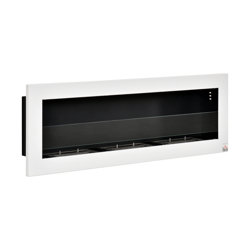 HOMCOM Ethanol Fireplace, 47.25" Wall-Mount 0.3 Gallon Steel 215 Sq Ft., Burns up to 3 Hours, White