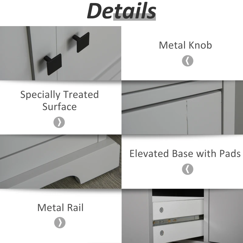 HOMCOM Buffet Storage Cabinet for Kitchen Entryway with 2 Cabinets and 3 Drawers, Adjustable Shelves, Grey