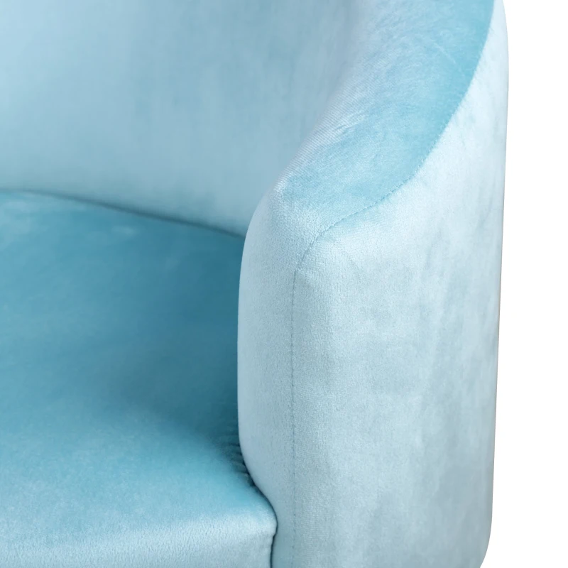 Qaba Velvet Kids Armchair Kids Furniture with Armrest, Plastic Legs - Blue