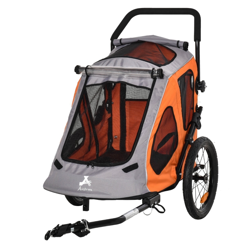 Aosom Pet Stroller Foldable with Mesh Windows Brakes and Cup Holder for Small Dogs