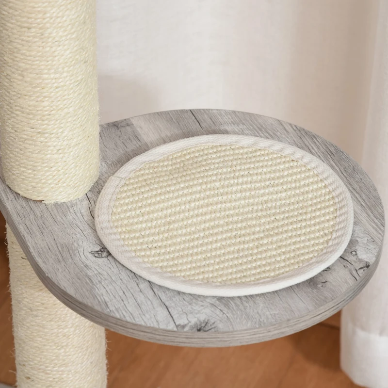 PawHut Cat Tree Climbing Activity Center with Scratching Post Condo Perch Cushions 34.75" H, Grey