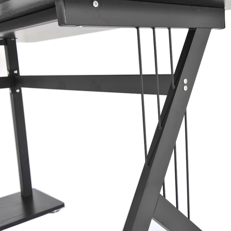 HOMCOM 61" L-Shaped Corner Computer Desk Laptop Workstation PC Table Home Office With CPU Stand Black