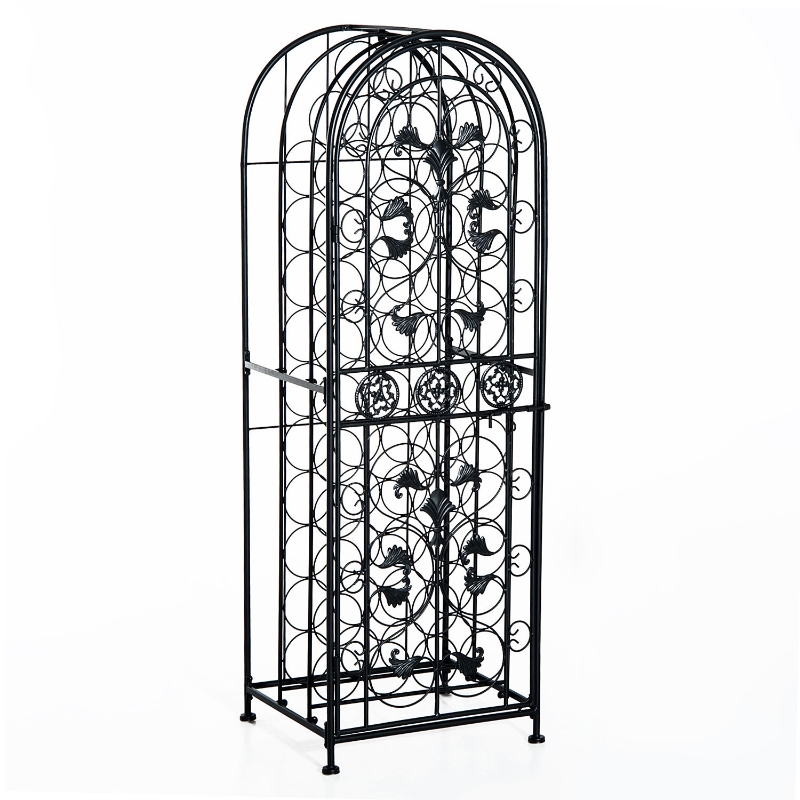 HOMCOM 45-Bottle Modern Wine Organizer Decorative Portable Wrought Iron Wine Rack Jail