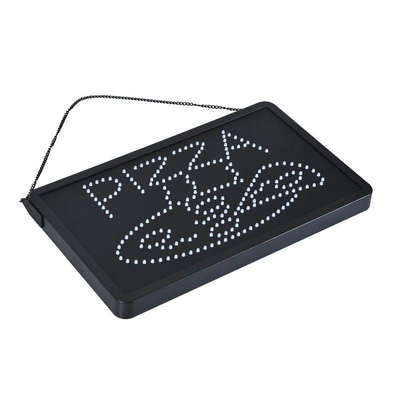 LED "Pizza" Sign - 2 Flash Patterns - Black Board/Colourful Bulbs