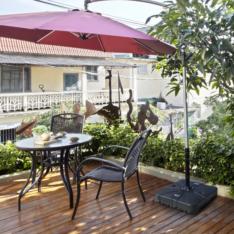 Outsunny Portable Umbrella Base Parasol Stand for Cantilever Umbrella Fill w/ Sand or Water Black