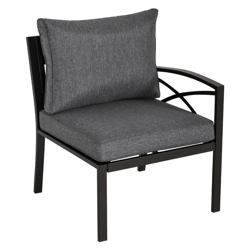 Outsunny 6-Piece Patio L-Shaped Sofa Conversation Set with Coffee Table, Water-Fighting Materials, & Comfort, Grey