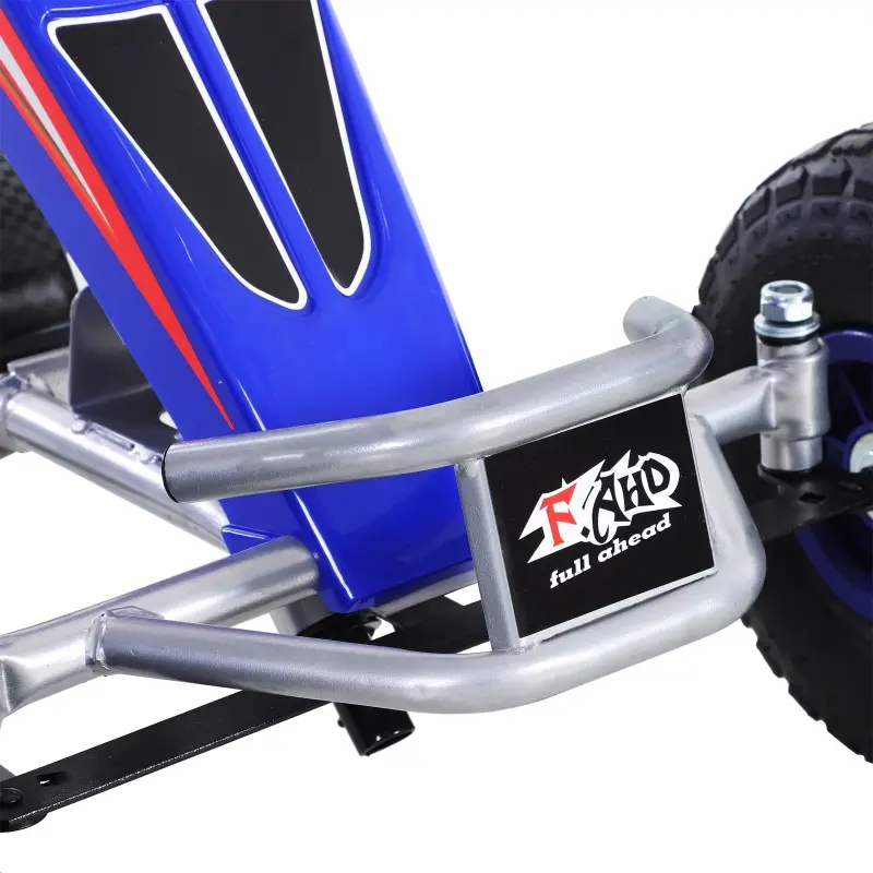 Aosom Pedal Go Kart, 4 Wheels Pedal Ride On for Boys & Girls with Rubber Wheels, Adjustable Seat & Sharp Handling - Blue