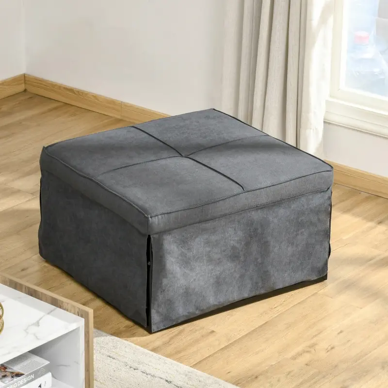 HOMCOM 4-in-1 Multi Function Folding Single Sofa Bed with Retractable Footrest, Convertible Sleeper with Adjustable Backrest For Living Room and Small Spaces, Dark Grey