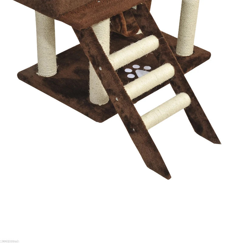 PawHut 42.8Inch Scratching Cat Tree Climber Tower Condo with Hammock Post Brown